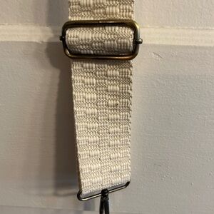 48” guitar strap purse white cotton brass details woven